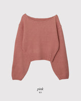 Boatneck One Shoulder Wool Crop Knit (6color)