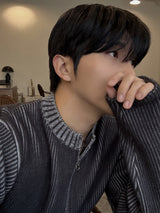 Fog lip zip-up knitwear