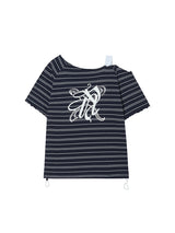 STRIPE OFF SHOULDER SS NAVY