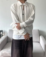 ボタンワッフルリベットジップアップ