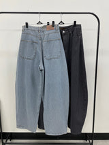 striped mega-denim pants
