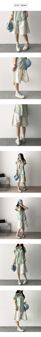 Retro waistband pintuck cotton bermuda pants shorts [short, basic selection]