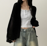 Amit Bolero Loose Fit Puff Knit Cardigan 