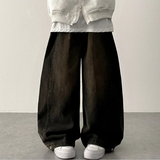 Allt Hem Snap Pin Tuck Washed Denim Wide Pants