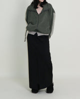 Hakata Stripe Coloring String Knitwear Zip-Up