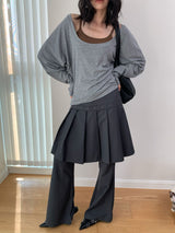 Fake Pleats Skirt Casual Pants