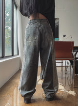 Artie Balloon Five-Line Track Denim Pants