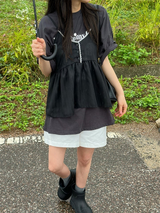 フライングスカイレースピーチブラウス