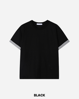 デュエット クロップ ロールアップ ショートスリーブ Tシャツ