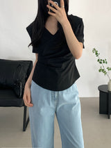 Paibee Collared Neck Shirred Blouse