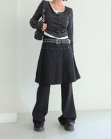 Stripe Layered Shirring Cardigan