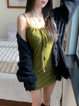 Lumi square Lace String Mini  Dress