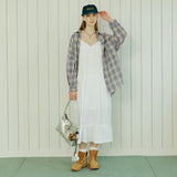Lace Layered Sleeveless Long Dress _ White