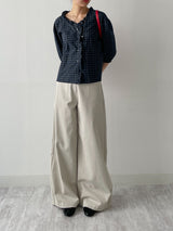 Frill V-neck Three Quarter Blouse