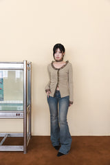 [Holiday] Two button stripe boots cut pants