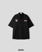 Temple linen short-sleeved shirt