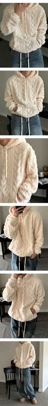 [F/W] ケーブルシープヘアフードニット(3color)