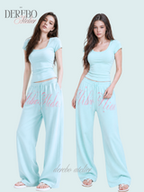 Taylor Mint Lettering Casual Wide Pants