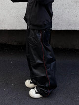 wet coating piping wide pants