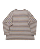 STRIPE BINDING-NECK BOX TEE (Warm Gray)