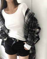 [ORIGINAL] Plain Hooded Check Shirt