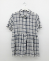 Weds check short-sleeve blouse (2color)