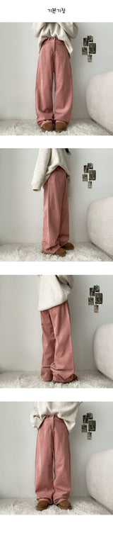 Pled corduroy wide pants[3 Tier Length]