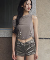 Beaded Strap Draped Cami - Light Khaki
