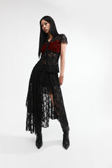レースシャーリングシャツ #BLACK&RED