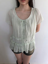 Qring Frill Short-Sleeve Blouse