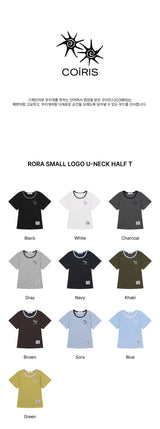 RORA SMALL LOGO U-NECK HALF T (10COLOR)