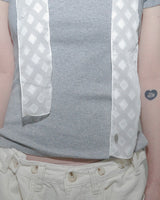 Diamond sheer lace scarf_ white