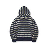 Multi striped knit hoodie / Navy