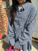 [unisex] Tail Overfit Pocket Check Shirt