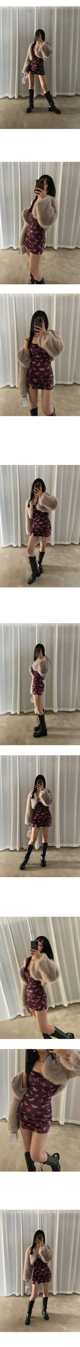 TOFFU FUR CROP JACKET (LIGHT GRAY)