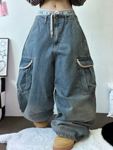 HIGH QUALITY 💍💎 LIP BALLOON PARACHUTE DENIM PANTS 🤎2 SIZE