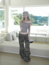 flower camo straight jeans