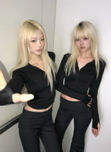 ウエスト フレア パンツ - ディープ ブラック