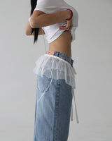 frill see-through cancan wrap strap belt