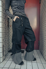タックデニムパンツ (ブラック)