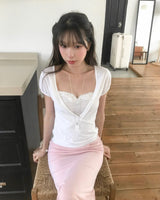 plumpy wrap lace glam top