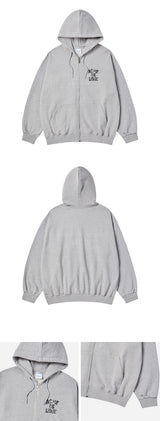 25SS インクスタンプロゴフーディージップアップ メランジ