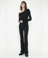 FLARE GATHER SLACKS PANTS