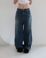 Abel dark blue long wide jeans