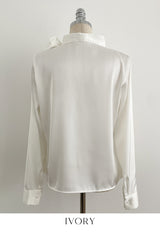 Elnon Drape Satin Tie Blouse