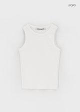 [B-BASIC] ベーシックリブラウンドマンゴーノースリーブトップ (2SIZE)