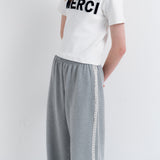 Lace Lining Track Pants_Melange Gray