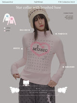 BETWEENAND "Winter Whispers" Star Small High Collar Brushed Warm and Soft Long Sleeve Inner Undercover Shirt Winter