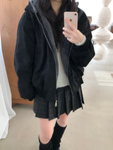 Suede fur hooded jumper (2 colors)
