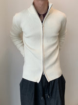 Rib Line Muscle Fit Zip-Up Knit